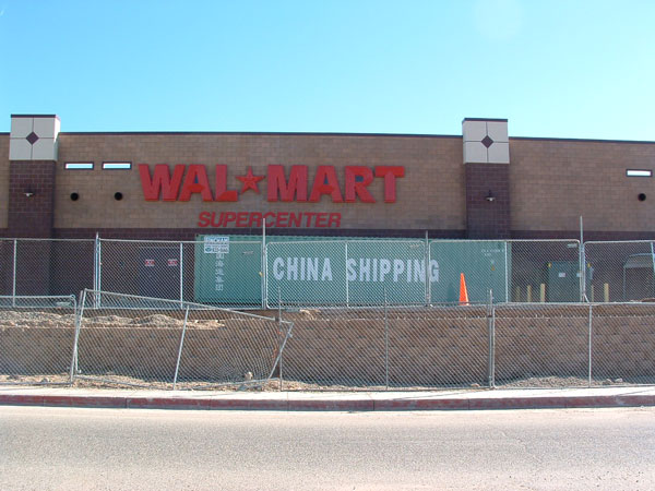 shipping containers behind Wal-Mart