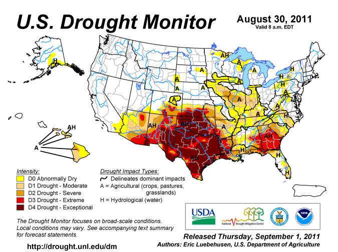 Drought Monitor, Aug. 30 2011