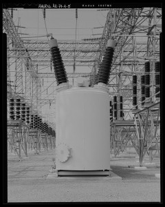 Davis-Mead bay of upper 230-KV switchyard. View west-southwest. - Davis Dam, Switchyards, Southeast of Davis Dam, Kingman, Mohave County, AZ, HAER AZ-77-A-5, courtesy Library of Congress