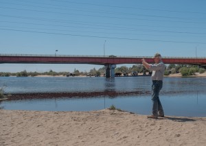 Jack Schmidt, one of the members of the new Colorado River Research Group, at the normally dry San Luis bridge in the Colorado River Delta, March 28, 2014