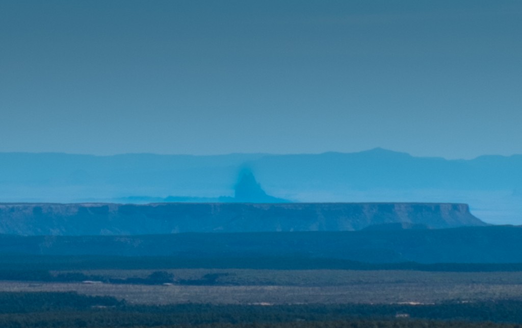 Shiprock in the distant haze, seen from Far View, Mesa Verde, May 2014, by John Fleck