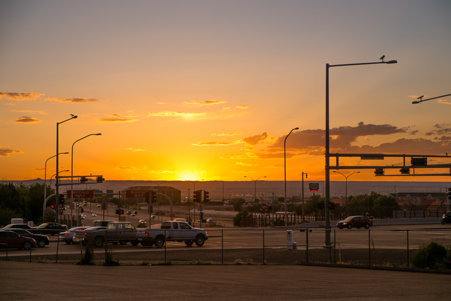 Sunset over the interstate, Albuquerque, New Mexico, June 2014