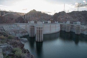 Hoover Dam from the Arizona side at sunset, Feb. 27, 2015, by John Fleck