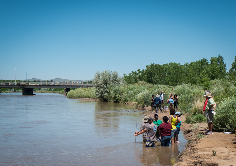 UNM Water Resources Program 573 class at Rio Grande Central Avenue Bridge, Albuquerque