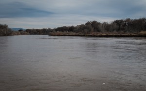 Rio Grande water flowing through Albuquerque, on its way to Texas, Dec. 9, 2015, by John Fleck