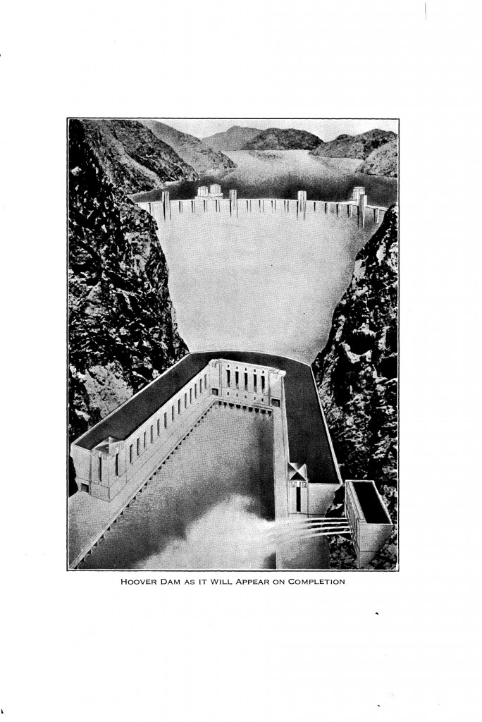 "Hoover Dam as it will appear on completion" From the 1933 "Hoover Dam Power and Water Contracts and Related Data," U.S. Deparment of the Interior