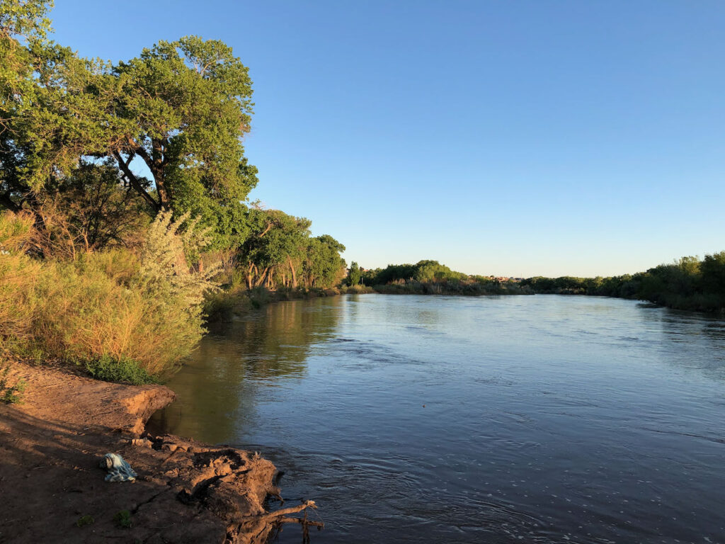 Rio Grande in central Albuquerque at sunup