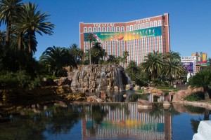 Mirage hotel ponds, Las Vegas Strip, February 2015, by John Fleck