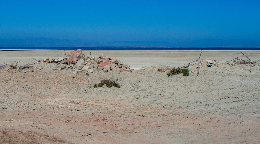 Shorline left by a shrinking Salton Sea. 