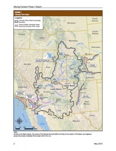 Colorado River Basin map showing location of Lake Mead and Lake Powell, courtesy USBR