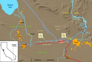 All-American Canal lining project, map courtesy USBR