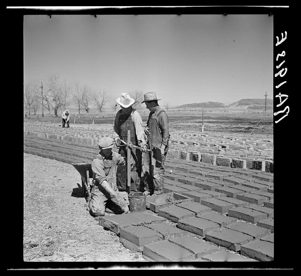 Making adobe brick. Bosque Farms, New Mexico. Arthur Rothstein, April 1936