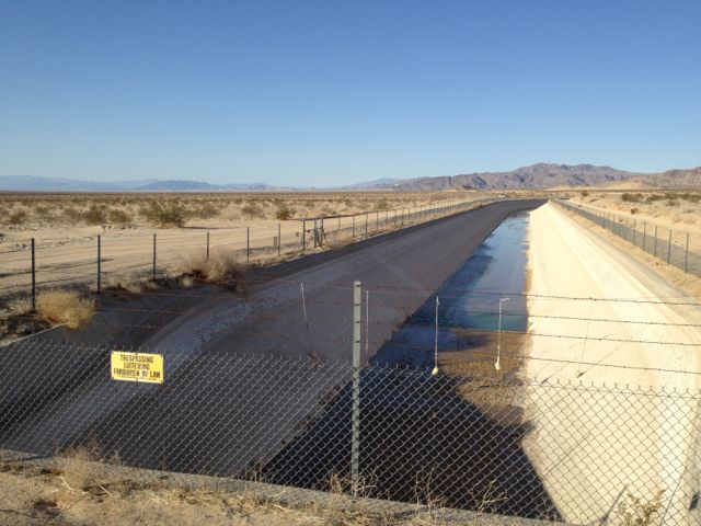Colorado River Aqueduct, looking north into the Cadiz Valley in the Mojave Desert of southeastern California, March 2012