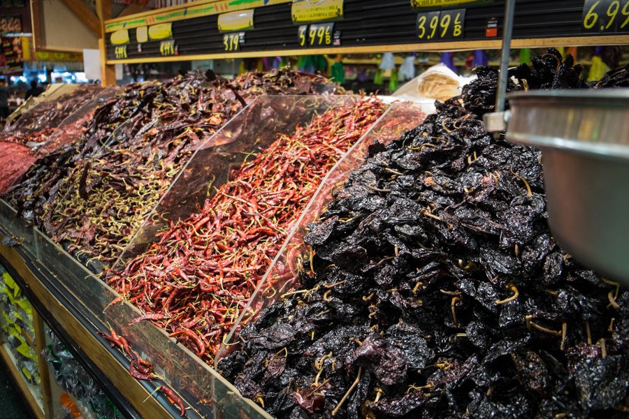 Six different kinds of chile in this aisle alone. Pro's Ranch Market, Albuquerque, February 2014, by John Fleck