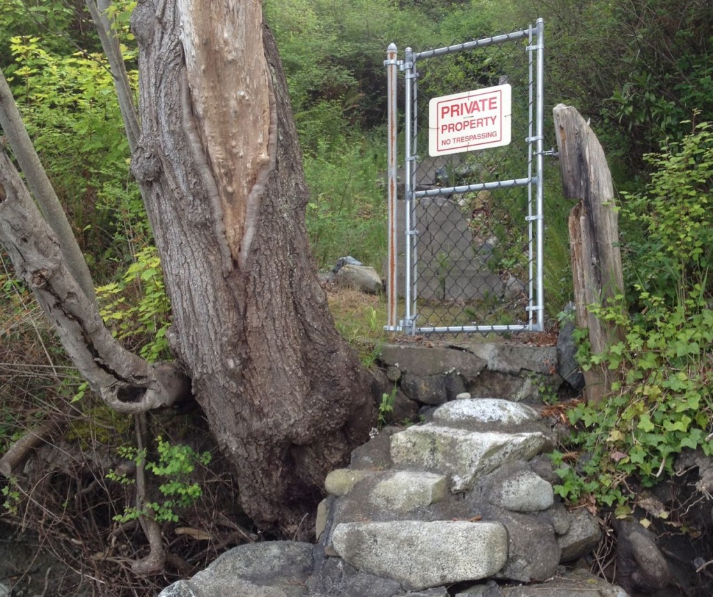 conceptual gate guarding steps from a Vancouver Island beach to a private home. by John Fleck, May 2013