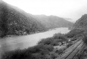 Gila River, swollen by rain, from the mouth of Mineral Creek; Photo by J.B. Umpleby. Pinal County, Arizona. 1910. courtesy USGS