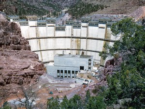 Flaming Gorge Dam under construction, courtesy USBR