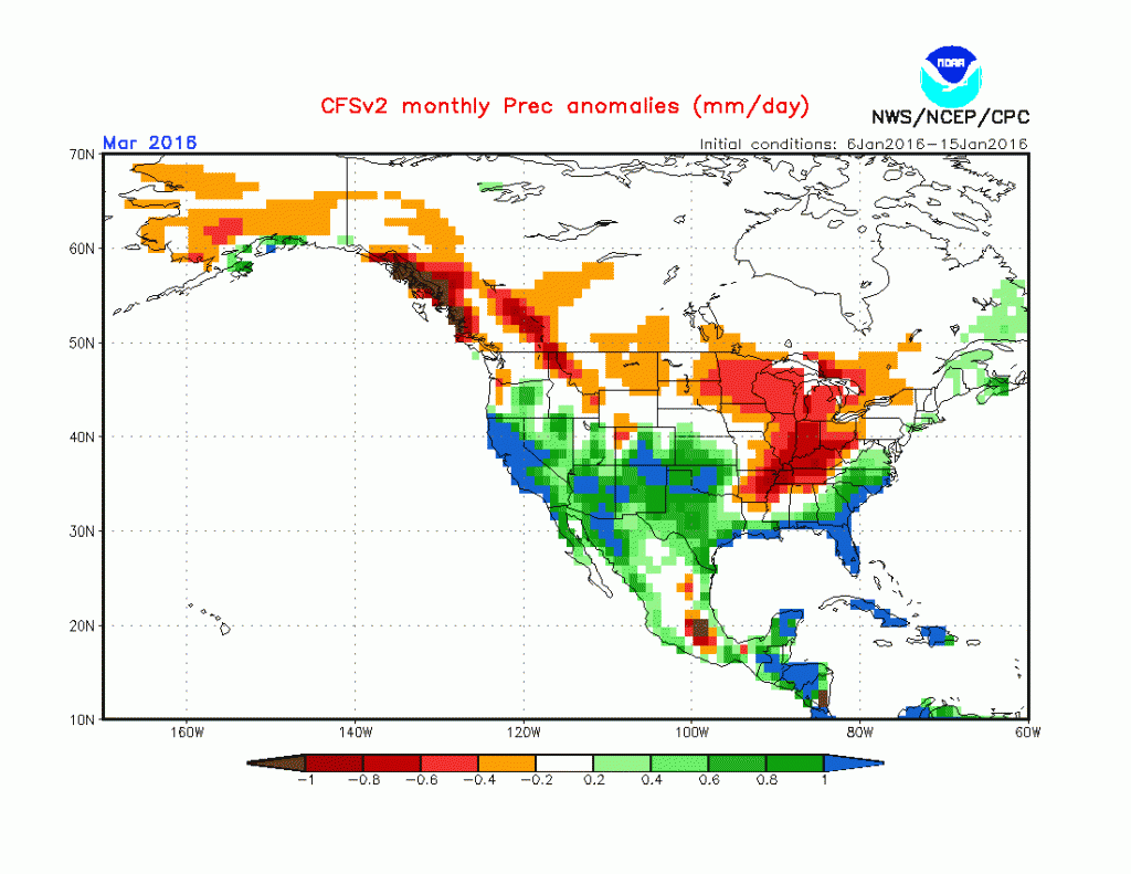 March precipitation anomaly, courtesy NCEP