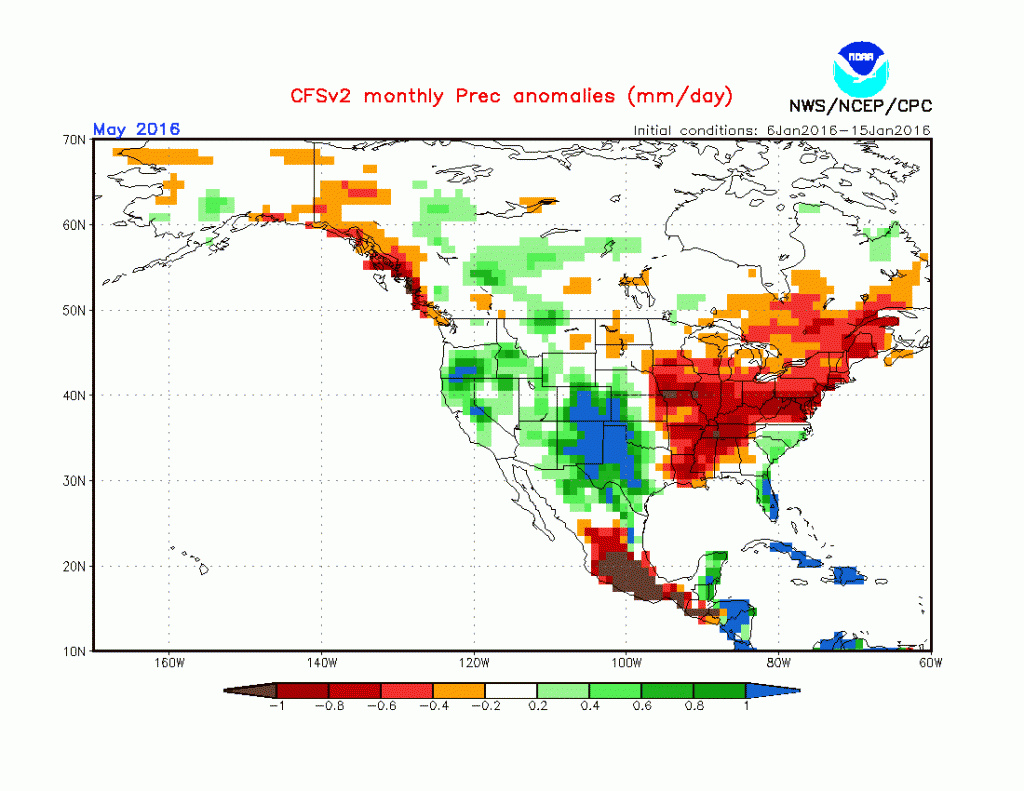 May precipitation anomaly, courtesy NCEP