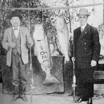 Men with striped bass, wearing ties, courtesy California Department of Fish and Wildlife