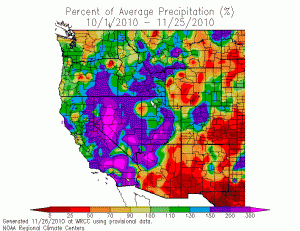 Percent normal precip since Oct. 1