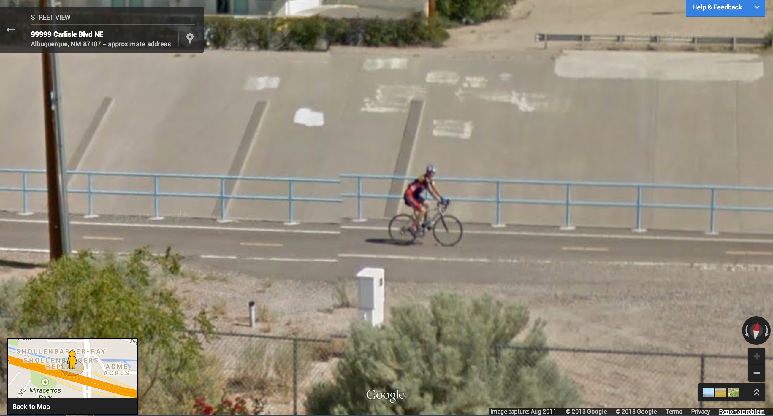 A Google Street View picture of me, riding my bike