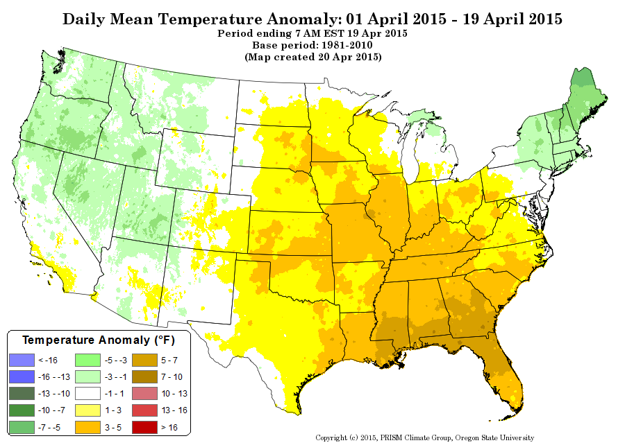 April temperature anomalies