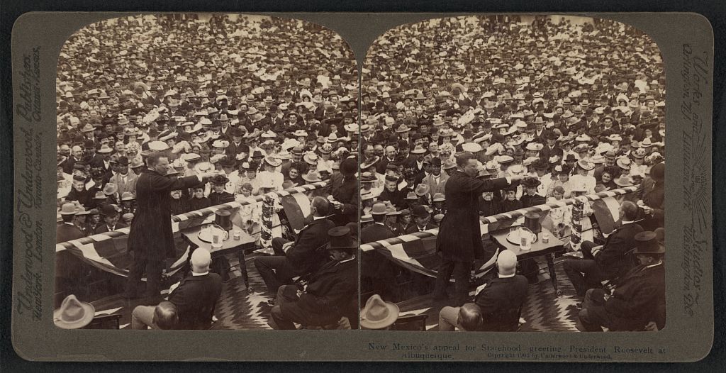 New Mexico's appeal for statehood - greeting President Roosevelt at Albuquerque, Underwood & Underwood, c1903 June 11.