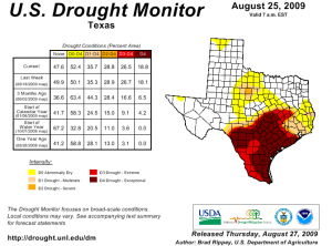 Texas conditions from Drought Monitor