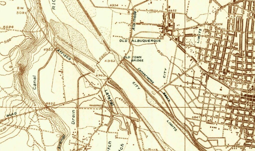 1934 USGS Topographical map of Old Albuquerque, the Rio Grande, and Atrisco