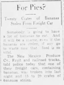 1943 newspaper article about banana heist